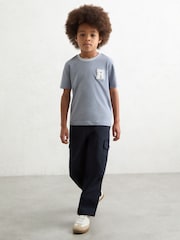 Airforce Blue - Reiss Palmers Cotton Letter Patch T-Shirt - Bild 3 von 4