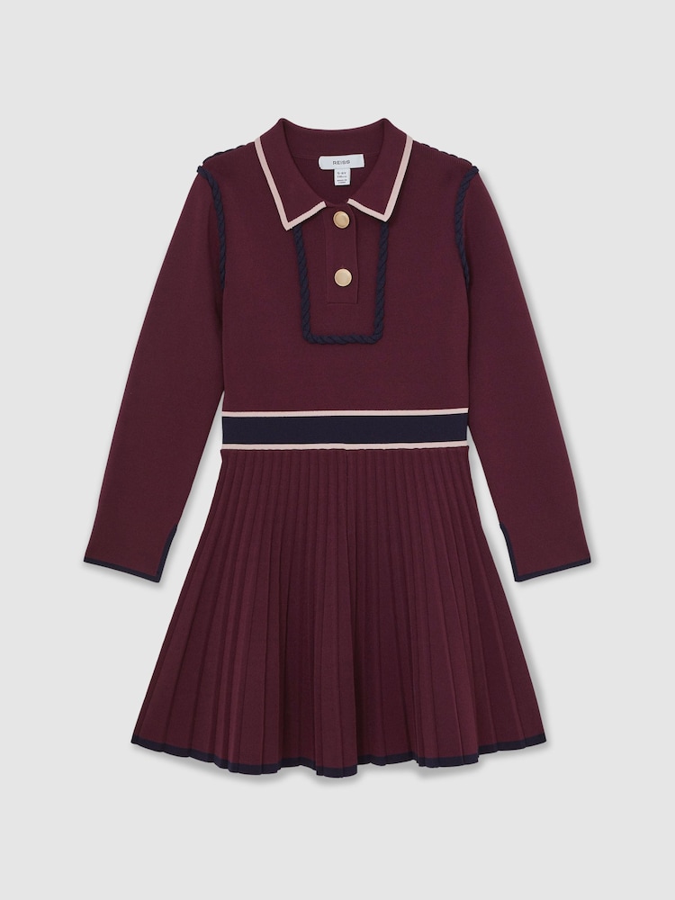 Reiss Berry Freya Piped Knitted Skater Dress - Image 1 of 4