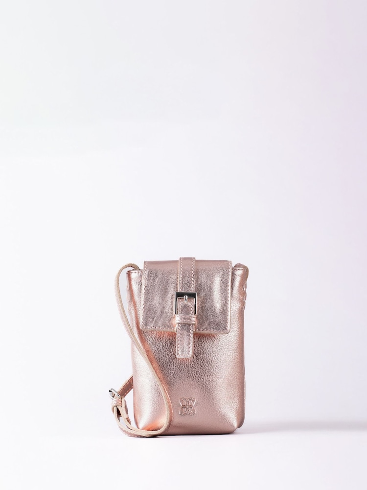 Lakeland Leather Metallic Tarnly Cross-Body Phone Pouch Bag - Image 2 of 7