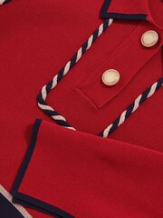Reiss Red Freya Piped Knitted Skater Dress - Image 4 of 4