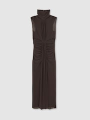Reiss Grape Daniella Sheer Ruched Maxi Dress - Image 2 of 5