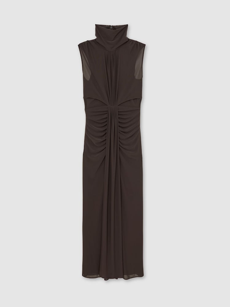 Reiss Grape Daniella Sheer Ruched Maxi Dress - Image 2 of 5
