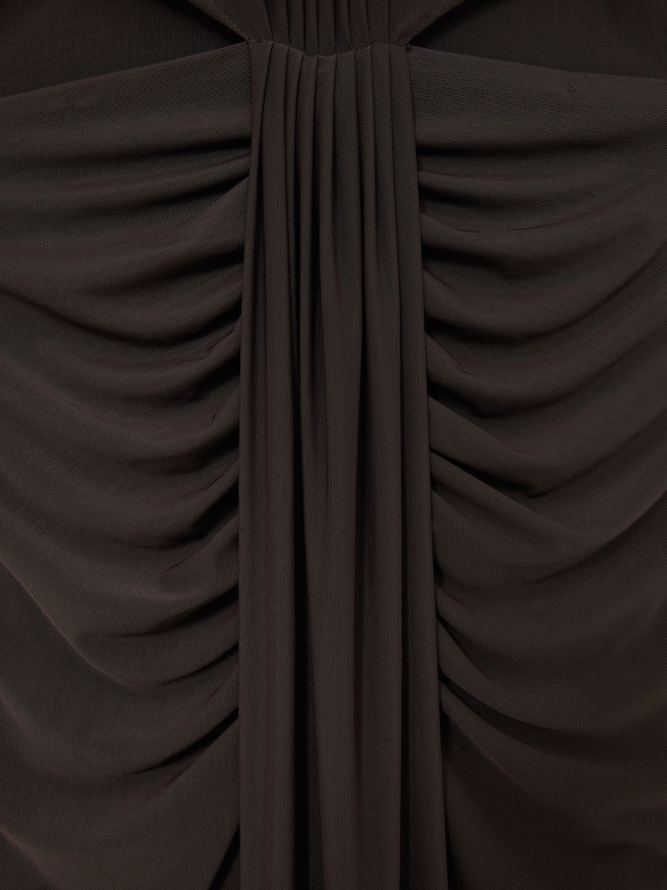 Reiss Grape Daniella Sheer Ruched Maxi Dress - Image 5 of 5