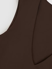 Reiss Chocolate Brown Wren V-Neck Sleeveless Bodysuit - Image 7 of 7