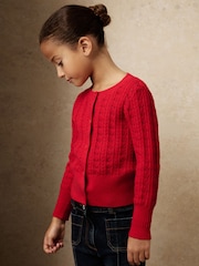 Reiss Red Flo Wool-Cotton Pointelle Cardigan - Image 3 of 5