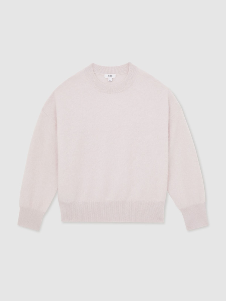 Reiss Pink Misha 100% Brushed Cashmere Crew Neck Jumper - Image 2 of 6