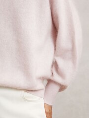 Reiss Pink Misha 100% Brushed Cashmere Crew Neck Jumper - Image 4 of 6