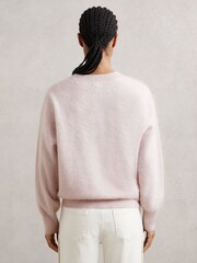 Reiss Pink Misha 100% Brushed Cashmere Crew Neck Jumper - Image 5 of 6