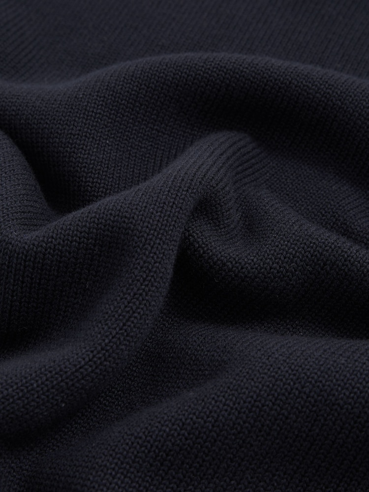 Reiss Navy Anita Cotton And Wool Crew-Neck Top - Image 6 of 6