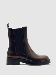 Reiss Brown Phoebe Leather Chelsea Boots - Image 1 of 5