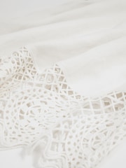 Reiss Ivory Carina Linen Embroidered Shift Dress - Image 7 of 7