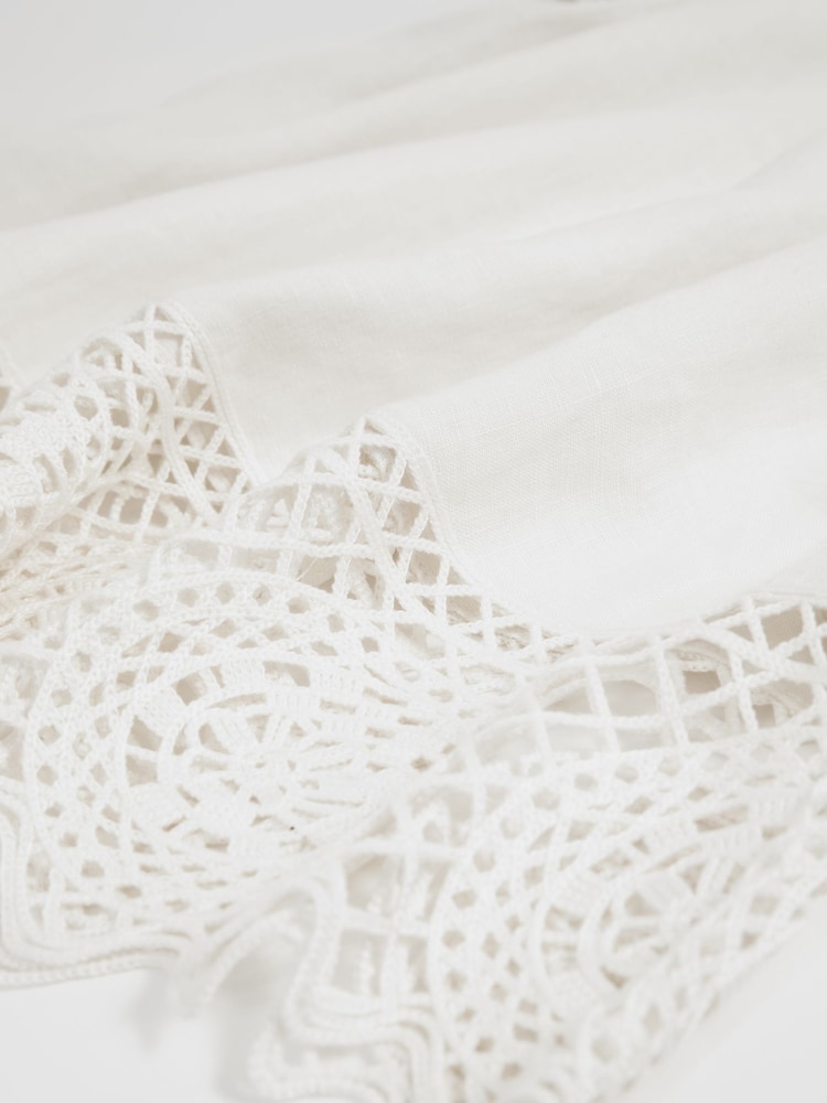 Reiss Ivory Carina Linen Embroidered Shift Dress - Image 7 of 7