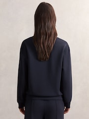 Reiss Navy Annabel Modal-Blend Shawl-Neck Sweatshirt - Image 3 of 5