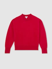 Reiss Red Misha Brushed Cashmere Crew Neck Jumper - Image 2 of 6