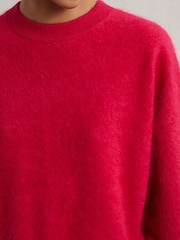 Reiss Red Misha Brushed Cashmere Crew Neck Jumper - Image 4 of 6