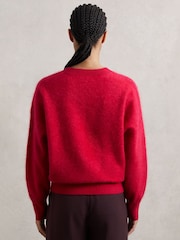 Reiss Red Misha Brushed Cashmere Crew Neck Jumper - Image 5 of 6