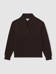 Reiss Dark Chocolate Annabel Modal-Blend Shawl-Neck Sweatshirt - Image 2 of 5