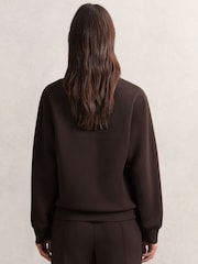 Reiss Dark Chocolate Annabel Modal-Blend Shawl-Neck Sweatshirt - Image 4 of 5