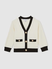 Reiss Ecru Mila Tipped V-Neck Cardigan - Image 2 of 4