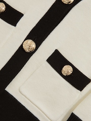 Reiss Ecru Mila Tipped V-Neck Cardigan - Image 4 of 4