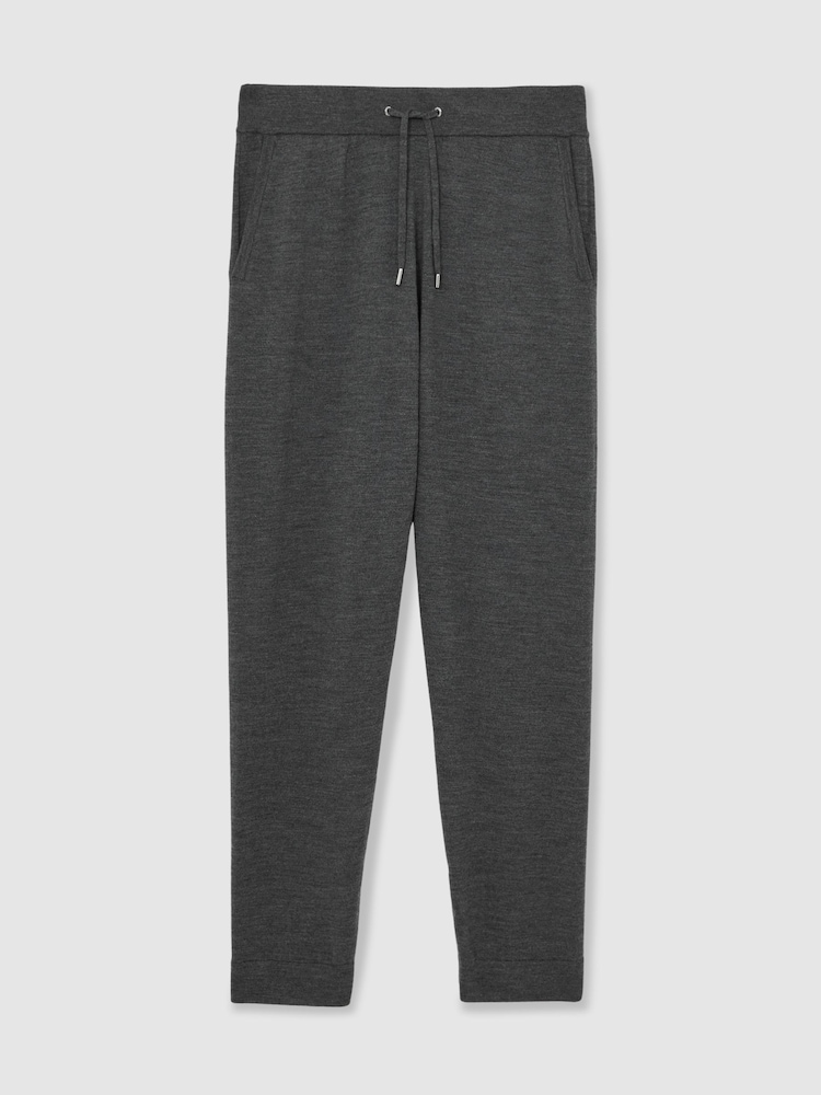 Reiss Derby Grey Melange Billings Merino Wool Cuffed Joggers - Image 2 of 6