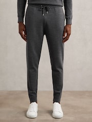 Reiss Derby Grey Melange Billings Merino Wool Cuffed Joggers - Image 3 of 6