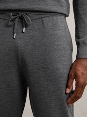 Reiss Derby Grey Melange Billings Merino Wool Cuffed Joggers - Image 4 of 6