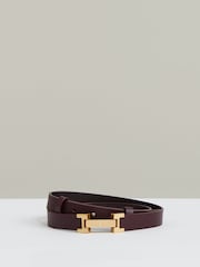 Reiss Burgundy Hayley Leather Square Hinge Belt - Image 1 of 4