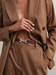 Reiss Burgundy Hayley Leather Square Hinge Belt - Image 2 of 4