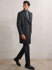 Reiss Charcoal Grey Timpano Wool-Blend Double-Breasted Overcoat - Image 4 of 6