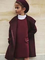 Reiss Burgundy Kia Wool-Blend Funnel-Neck Coat - Image 1 of 5