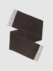Reiss Chocolate Brown Picton Wool-Cashmere Script-Logo Scarf - Image 1 of 6