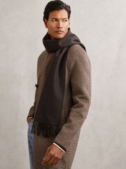 Reiss Chocolate Brown Picton Wool-Cashmere Script-Logo Scarf - Image 2 of 6
