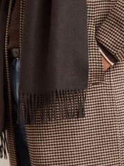 Reiss Chocolate Brown Picton Wool-Cashmere Script-Logo Scarf - Image 4 of 6