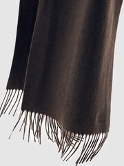 Reiss Chocolate Brown Picton Wool-Cashmere Script-Logo Scarf - Image 6 of 6
