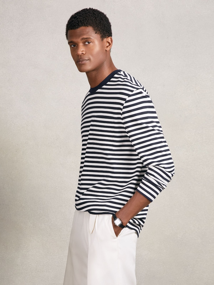 Reiss Kenny Striped Crew-Neck T-Shirt - Imagem 1 de 4