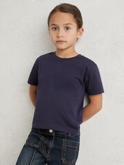 Reiss Navy Belle Cotton Crew Neck T-Shirt - Image 3 of 4