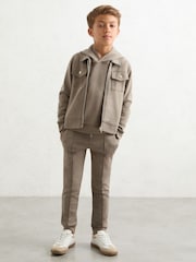 Reiss Taupe Brown Medina Interlock Zip Through Overshirt - Image 3 of 4