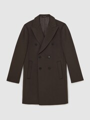 Reiss Dark Khaki Green Timpano Wool-Blend Double-Breasted Overcoat - Image 2 of 6