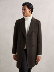 Reiss Dark Khaki Green Timpano Wool-Blend Double-Breasted Overcoat - Image 4 of 6