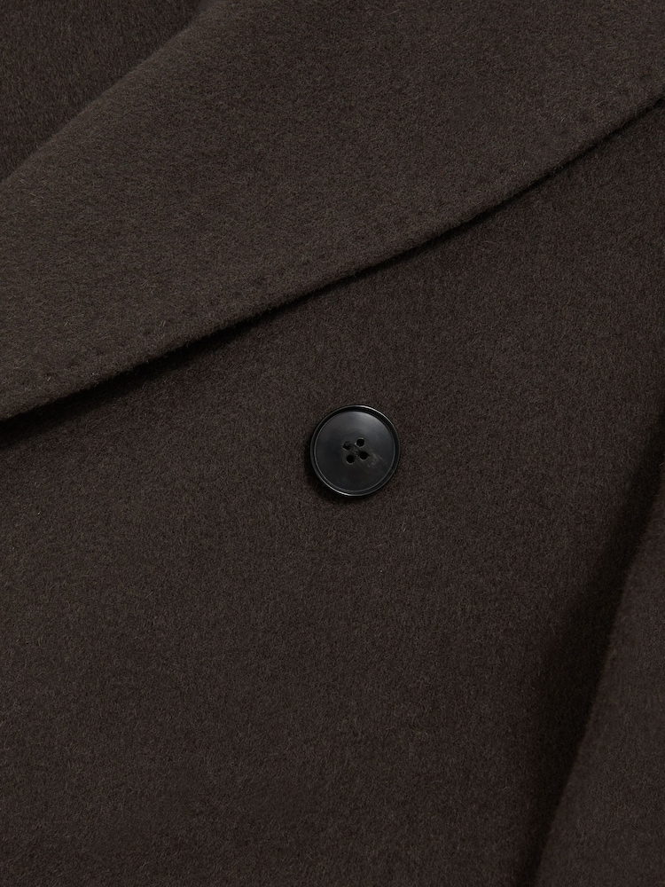 Reiss Dark Khaki Green Timpano Wool-Blend Double-Breasted Overcoat - Image 6 of 6 Reiss Dark Khaki Green Timpano Wool-Blend Double-Breasted Overcoat - Image 6 of 6