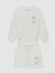 Reiss Ecru Candy Pony Club Sweatshirt and Shorts Set - Image 2 of 4