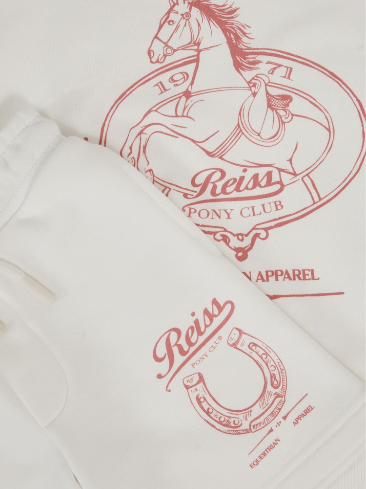 Reiss Ecru Candy Pony Club Sweatshirt and Shorts Set - Image 4 of 4