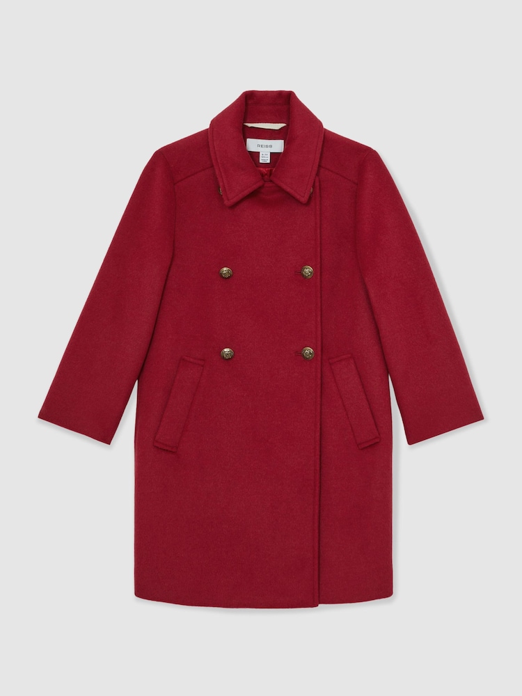 Reiss Red Mabel Wool-Blend Double-Breasted Coat - Image 2 of 4 Reiss Red Mabel Wool-Blend Double-Breasted Coat - Image 2 of 4