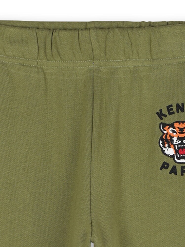 Kenzo Kids Green Embroidered Tiger Graphic Logo Textured Joggers - Image 3 of 3