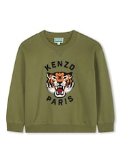 KENZO KIDS Embroidered Tiger Graphic Logo Textured Sweatshirt - Image 2 of 4
