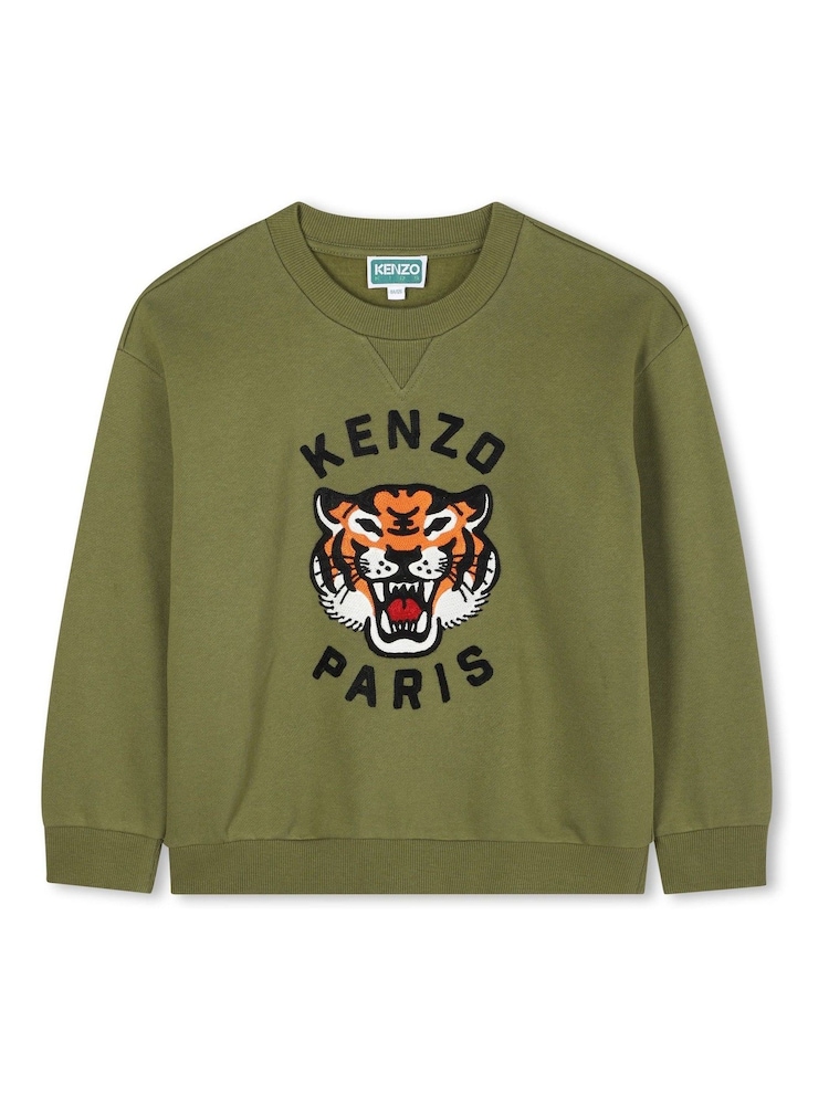 KENZO KIDS Embroidered Tiger Graphic Logo Textured Sweatshirt - Image 2 of 4