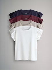 The Set Navy/Berry/Brown/Cream 4 Pack Ruffle Short Sleeve T-Shirts - Image 1 of 7