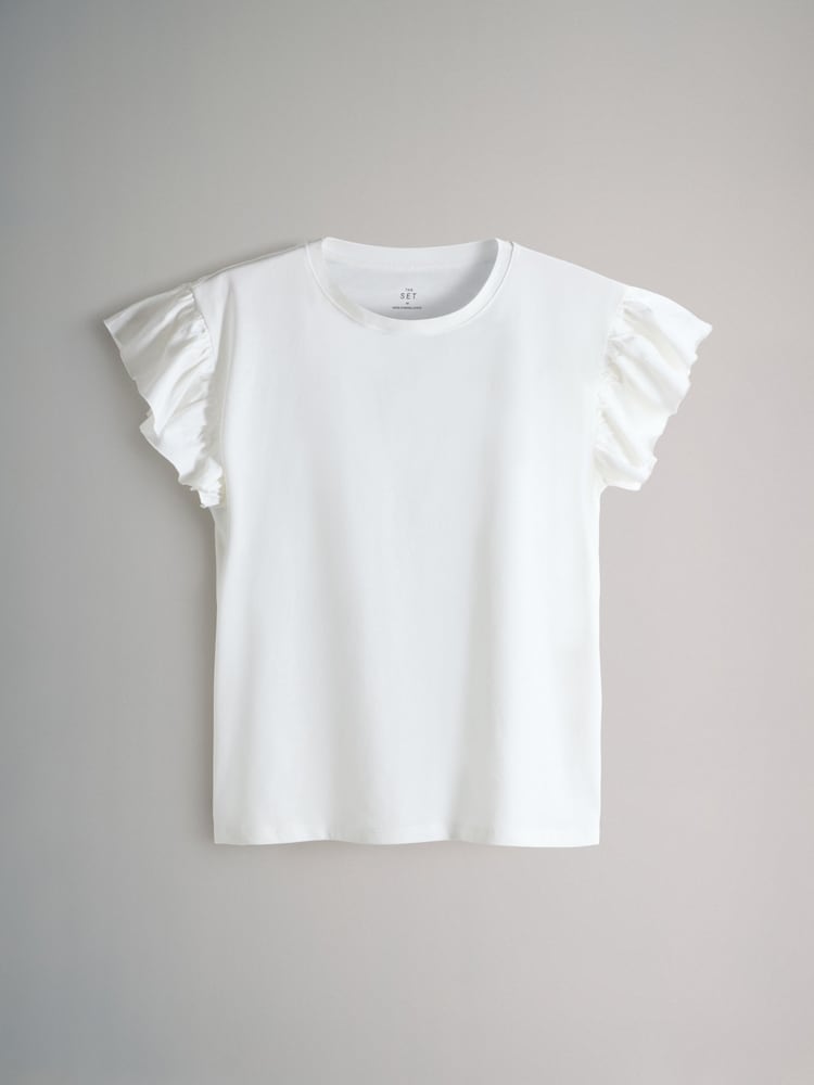 The Set Navy/Berry/Brown/Cream 4 Pack Ruffle Short Sleeve T-Shirts - Image 2 of 7