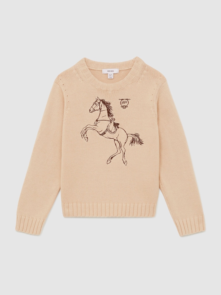 Reiss Lucy Cotton Pony Club Embroidered Jumper - Imagen 1 de 4